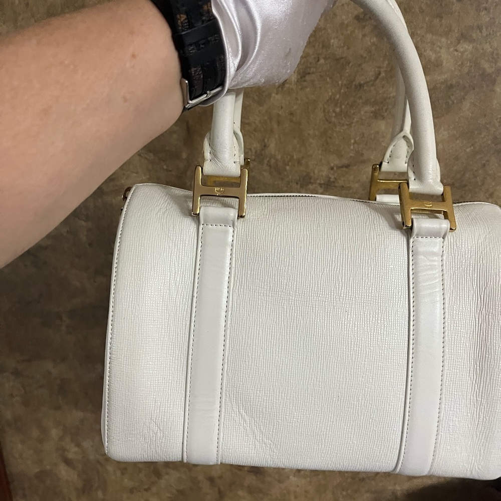 MCM White and Gold Satchel with Structured Design - Picture 2 of 8